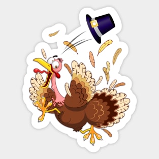 Funny Turkey escape Thanksgiving Character Sticker